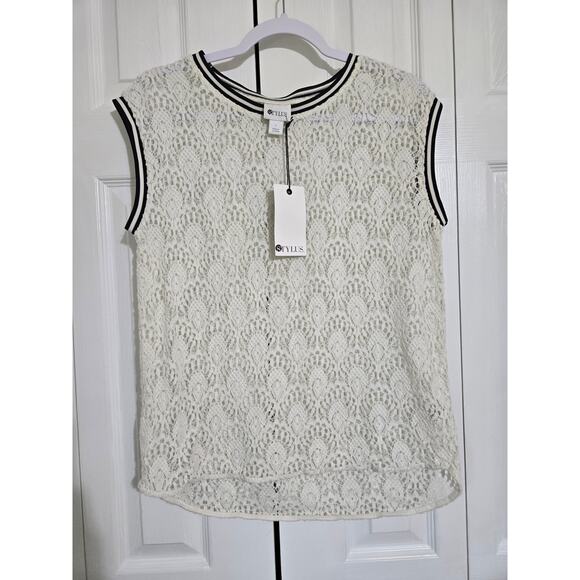 Stylus large women's cream crochet lace top new with tags - Picture 1 of 11